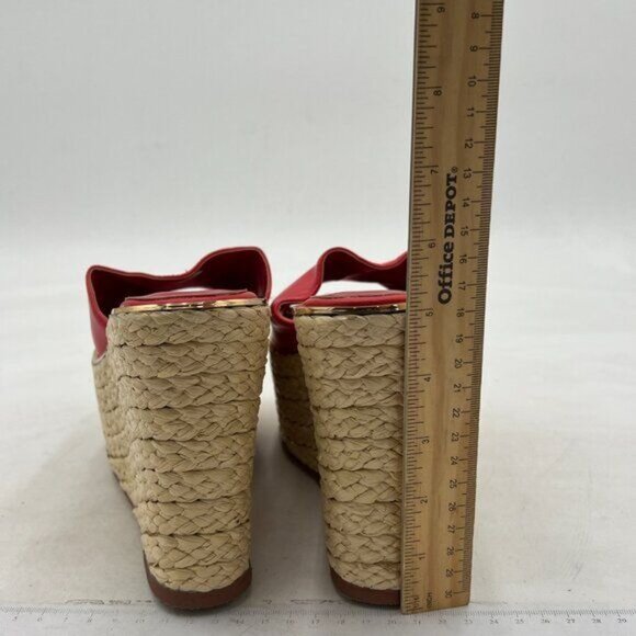 FOWT Red Platform Wedge Sandals Espadrilles Braided Open Toe Slip On Summer Mule - Picture 4 of 7